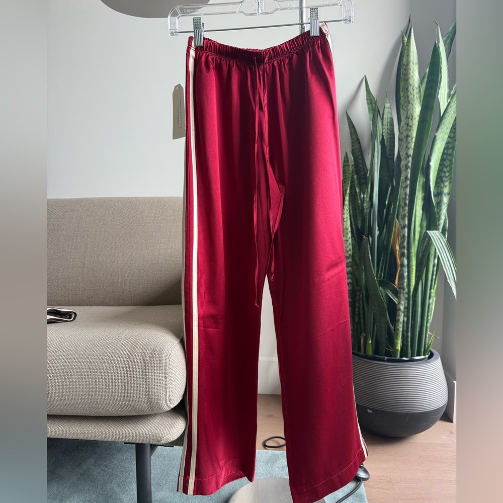 DONNI Silk Crop Pants in Rouge